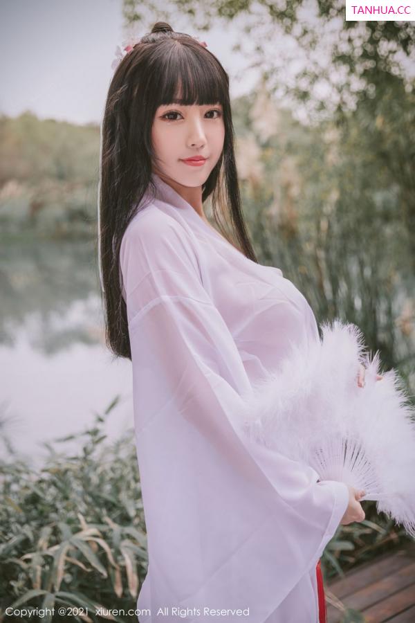 朱可 barbie可儿 洁白迷人朱可儿 薄纱古风外拍系列第9张图片